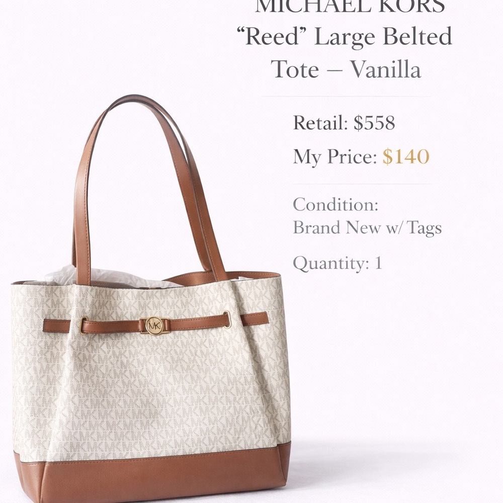 Michael Kors Vanilla and Tan Reed Tote